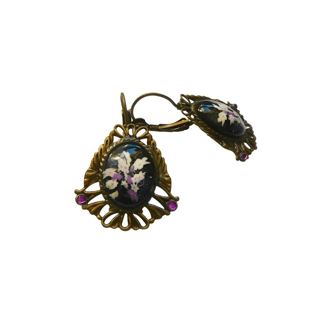 Boucles d'oreilles dormeuses ovales fleurs liberty