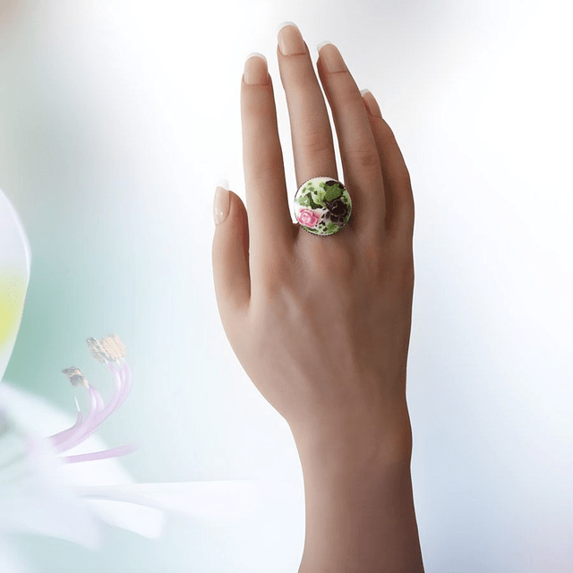 Bague ronde bohème deux roses