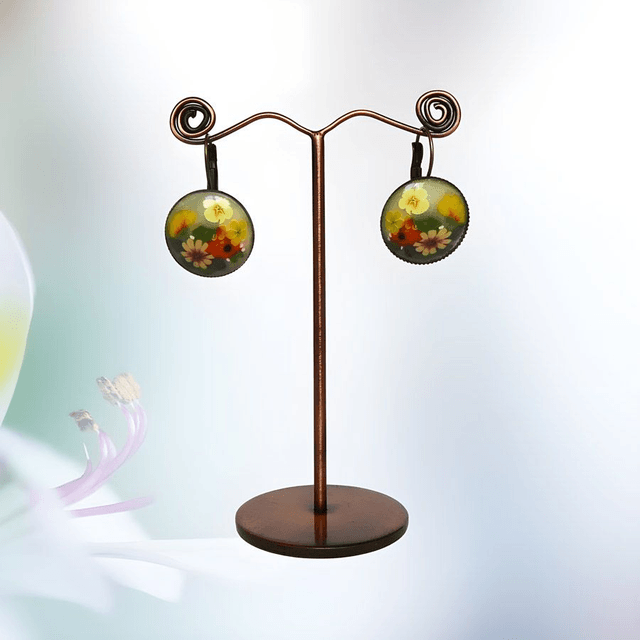 Boucles d'oreilles dormeuses fleurs jaunes