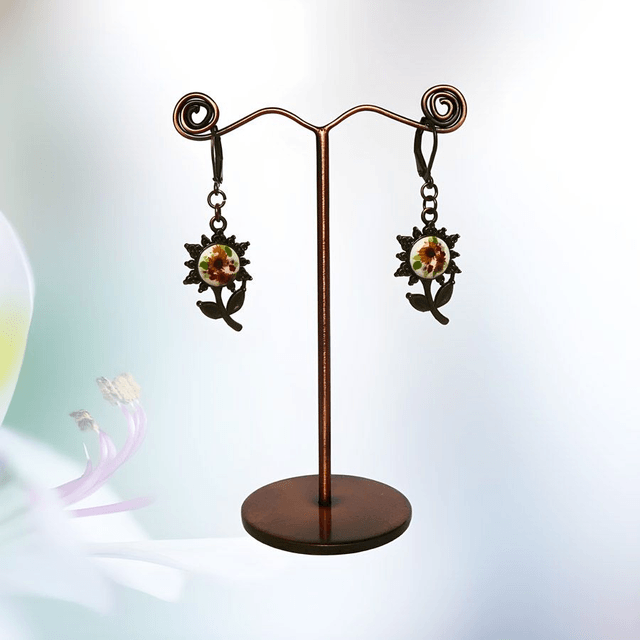 Boucles d'oreilles pendantes fleurs tournesol jaune