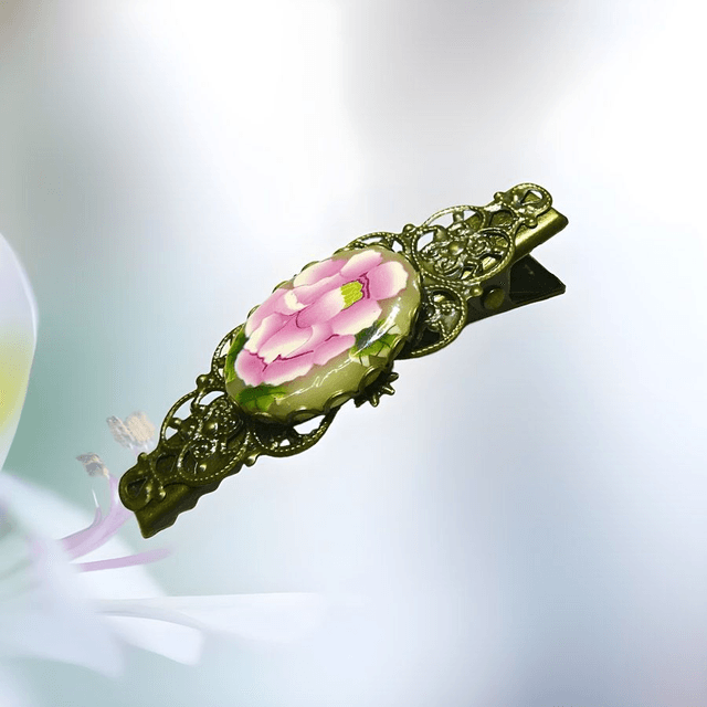 Pince croco estampe rétro rose