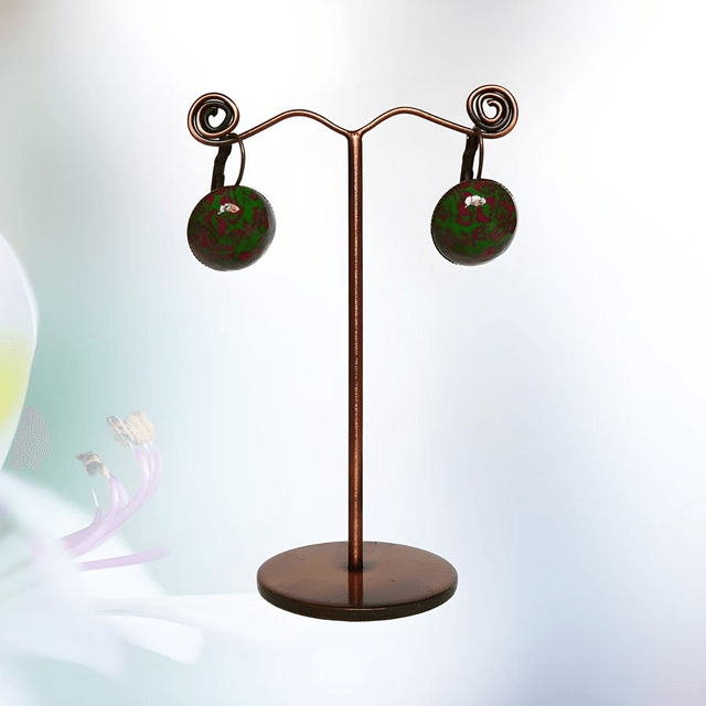 Boucles d'oreilles dormeuses vert rose