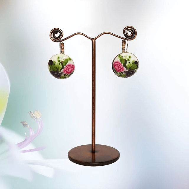 Boucles d'oreilles dormeuses deux roses