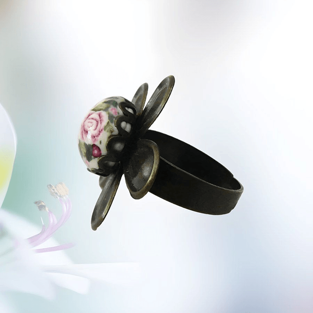 Bague fleur rétro bohème trois roses