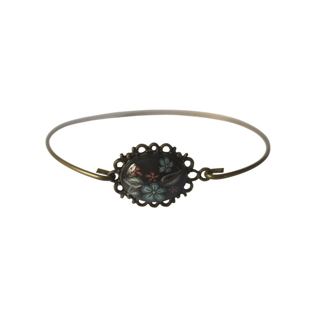 Bracelet rétro fleurs bleu rouge