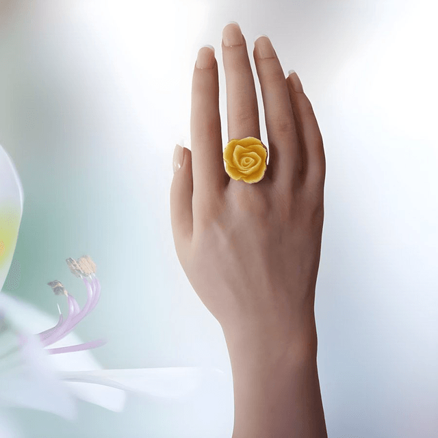 Bague fleur bohème rose jaune