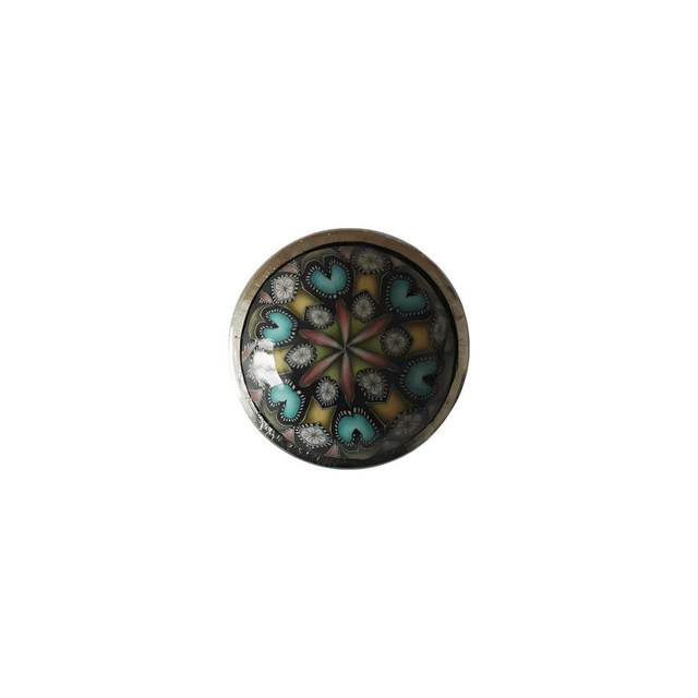 Bouton pression mandala bleu jaune