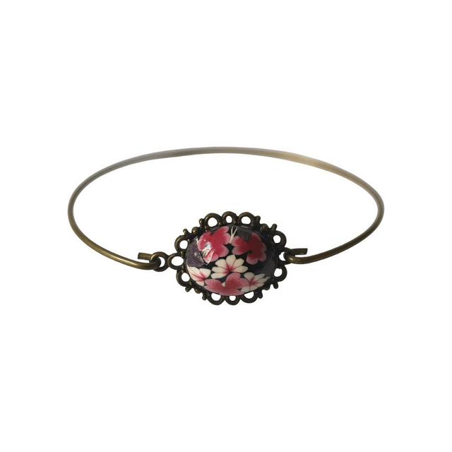 Bracelet rétro fleurs roses