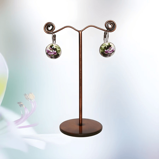 Boucles d'oreilles petites dormeuses pensées mauves