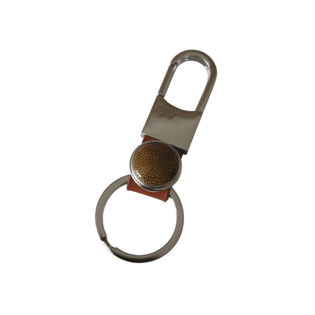 Porte-clés cuir marron perle marron