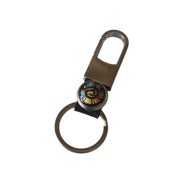 Porte-clés cuir noir spirale