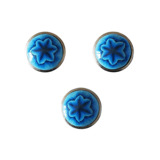 Bouton pression fleur bleue