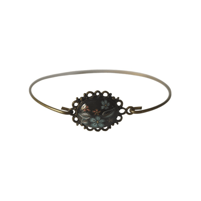 Bracelet rétro fleurs bleu rouge