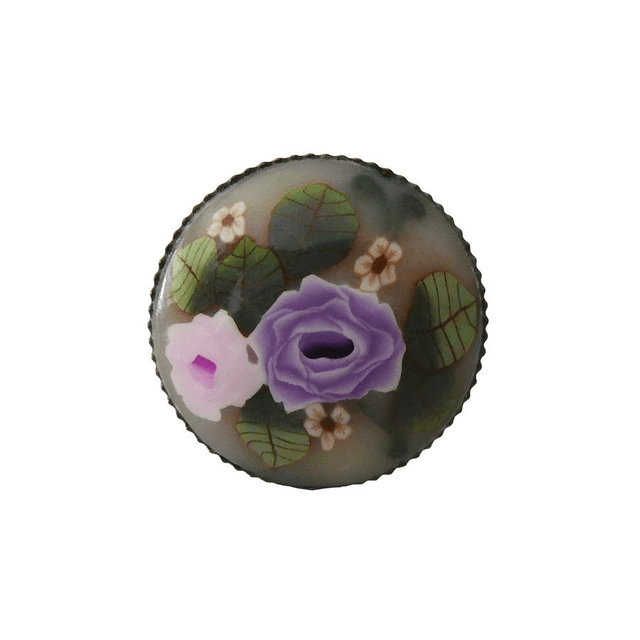 Bague ronde rétro bohème rose mauve