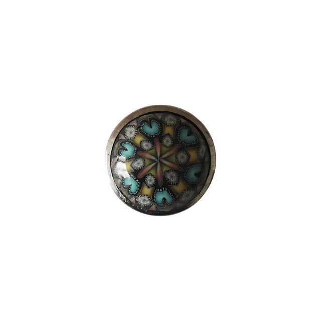 Bouton pression mandala bleu jaune