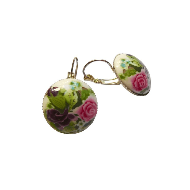Boucles d&#039;oreilles dormeuses deux roses