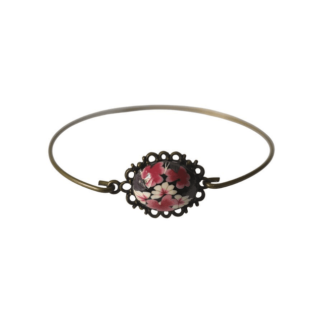 Bracelet rétro fleurs roses