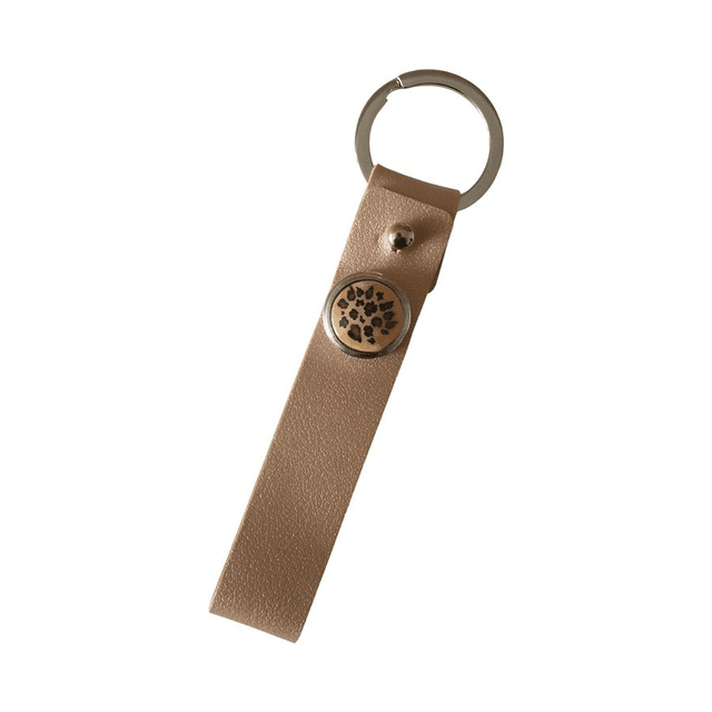 Porte-clés simili cuir long mordoré motif marron