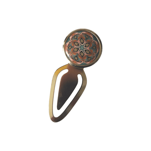Marque page argenté mandala marron rose